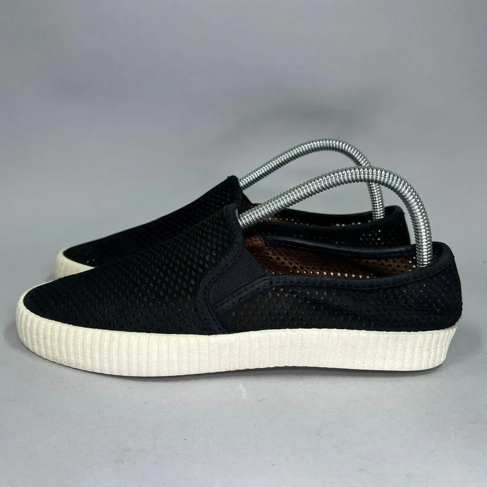 Frye Women's Size 7.5 Camille Black Perforated‎ Leather Slip On Shoes